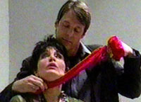 OLTL014I: Haver seductively and chillingly runs the leotards by Rae's throat