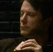 OLTL019H: Haver eats a  peanut butter and jelly sandwich and momitors Jessica & Natalie